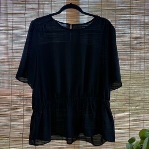 Ann Taylor Black Blouse with Peplum Hem